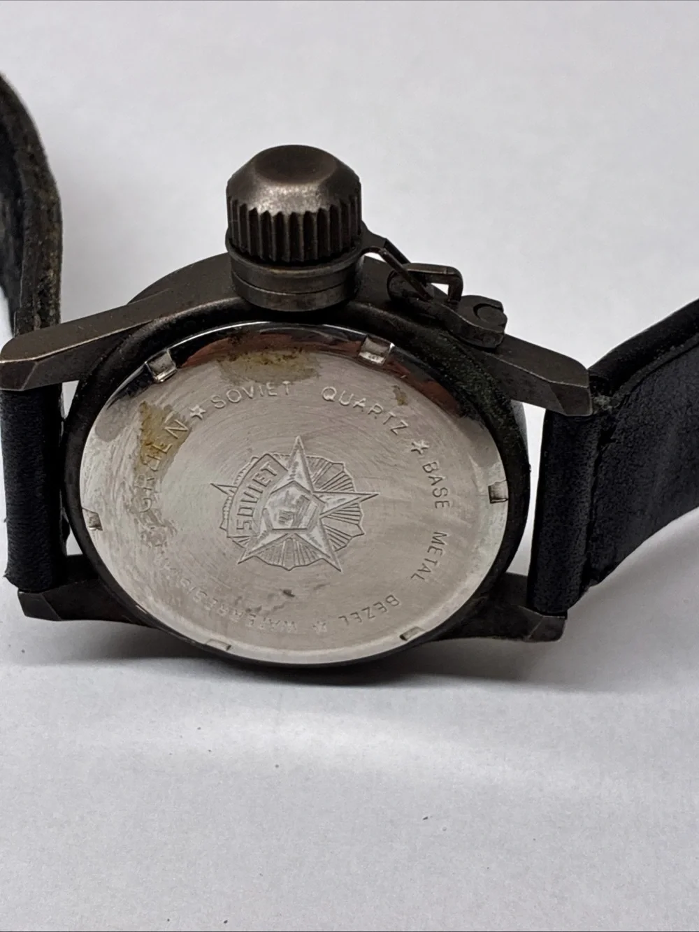 Clean Gruen Soviet CCCP Wristwatch. Black Green Watch Strap/not Working